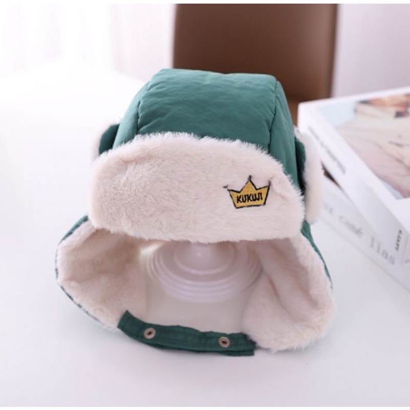 Halomam - Topi Kupluk Hangat ( Topi Baby / Topi Anak )-Green