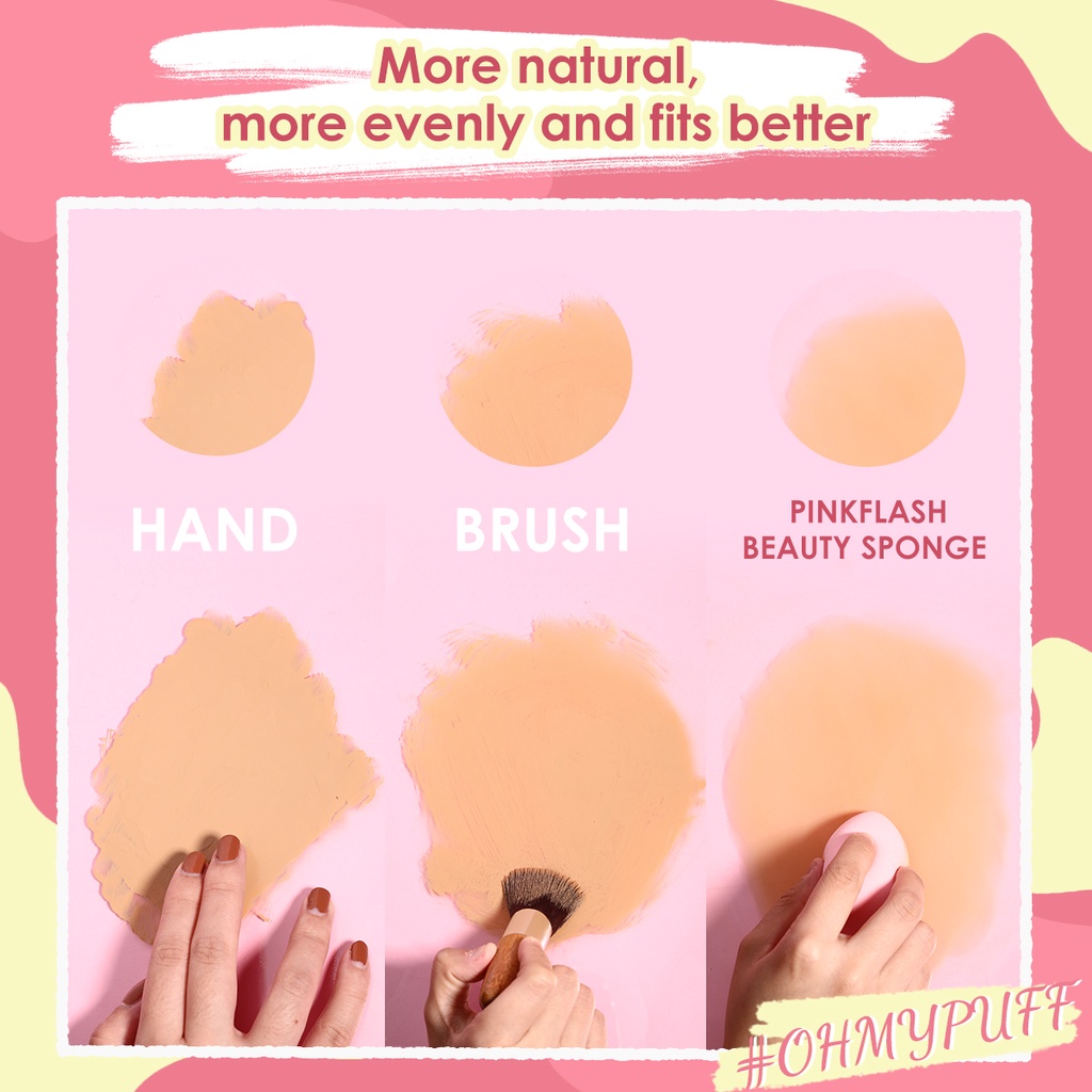 [ORI BPOM] PINKFLASH OhMyPuff Couple Classic Pink Waterdrop Makeup Sponge OhMyPuff Beauty Sponge | PINKFLASH Baby Skin Blender PINKTIME Show | PINKFLASH Spons Beauty Blender | PINK FLASH Sponge Beauty Blender | PINKFLASH Sponge | PF-T01