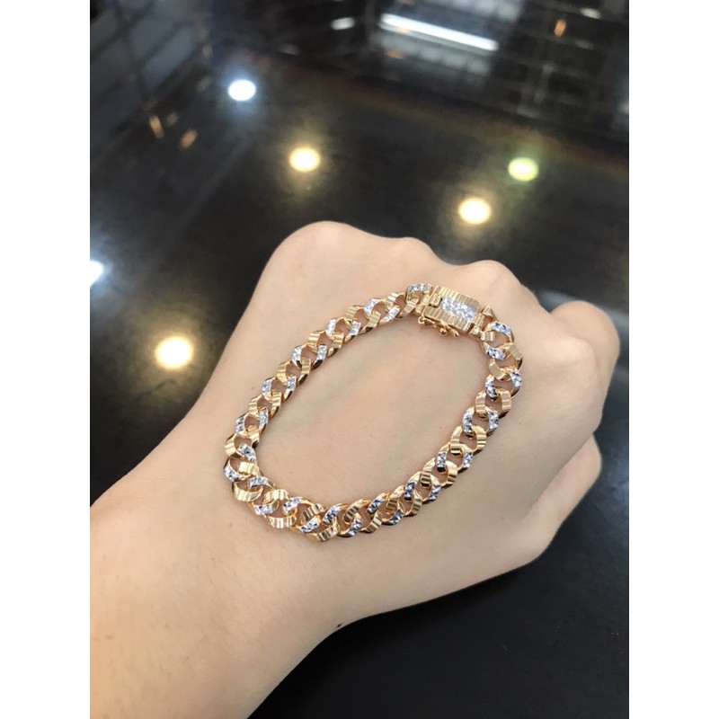 Gelang sisik naga 2 warna emas asli kadar 375