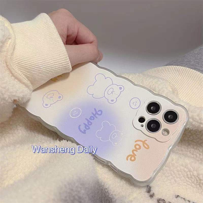 Case Pelindung Handphone Motif Beruang Untuk IPhone 13 / 12 Pro Max / 11 / XS / XR / X / 8 / 7 / 6 / Plus Mini