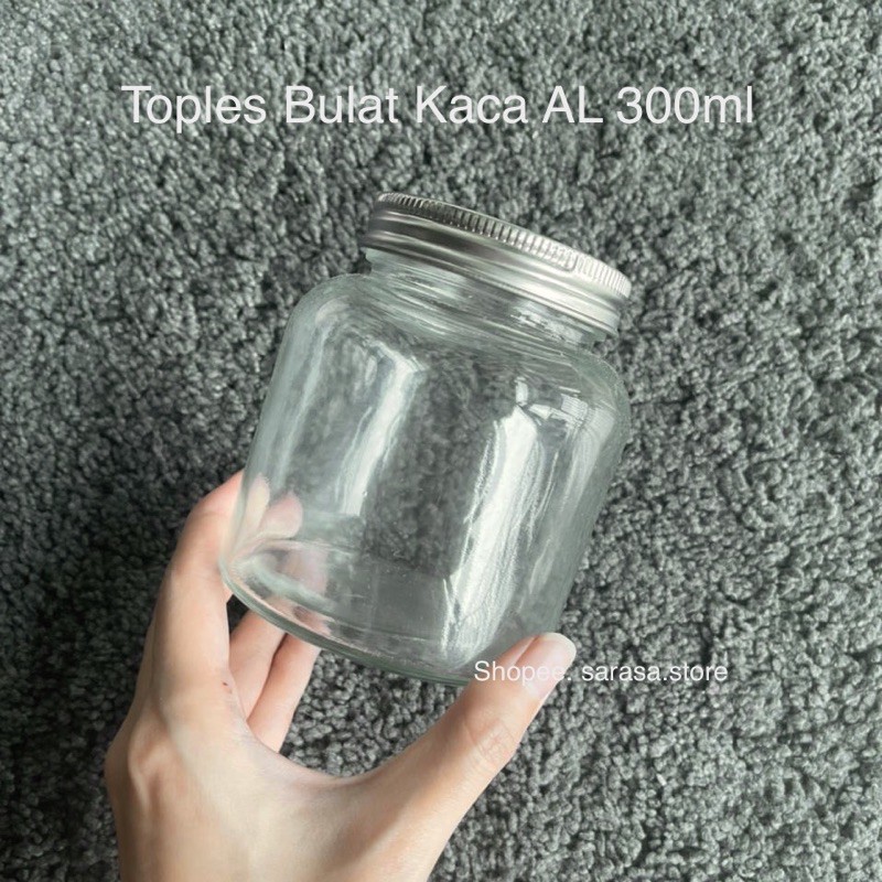 Toples jar kaca tutup alumunium AL 300 ml 300ml Packaging Madu Botol kemasan glass grosir