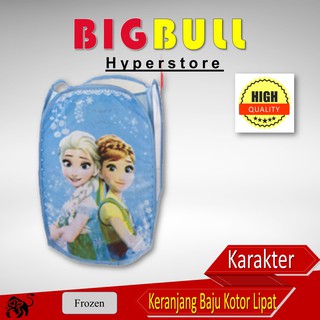  Keranjang  Baju  Kotor Lipat  Karakter Laundry Bag Jaring 