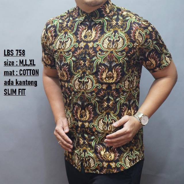 KEMEJA BATIK PRIA SLIMFIT LENGAN PENDEK lbs 380