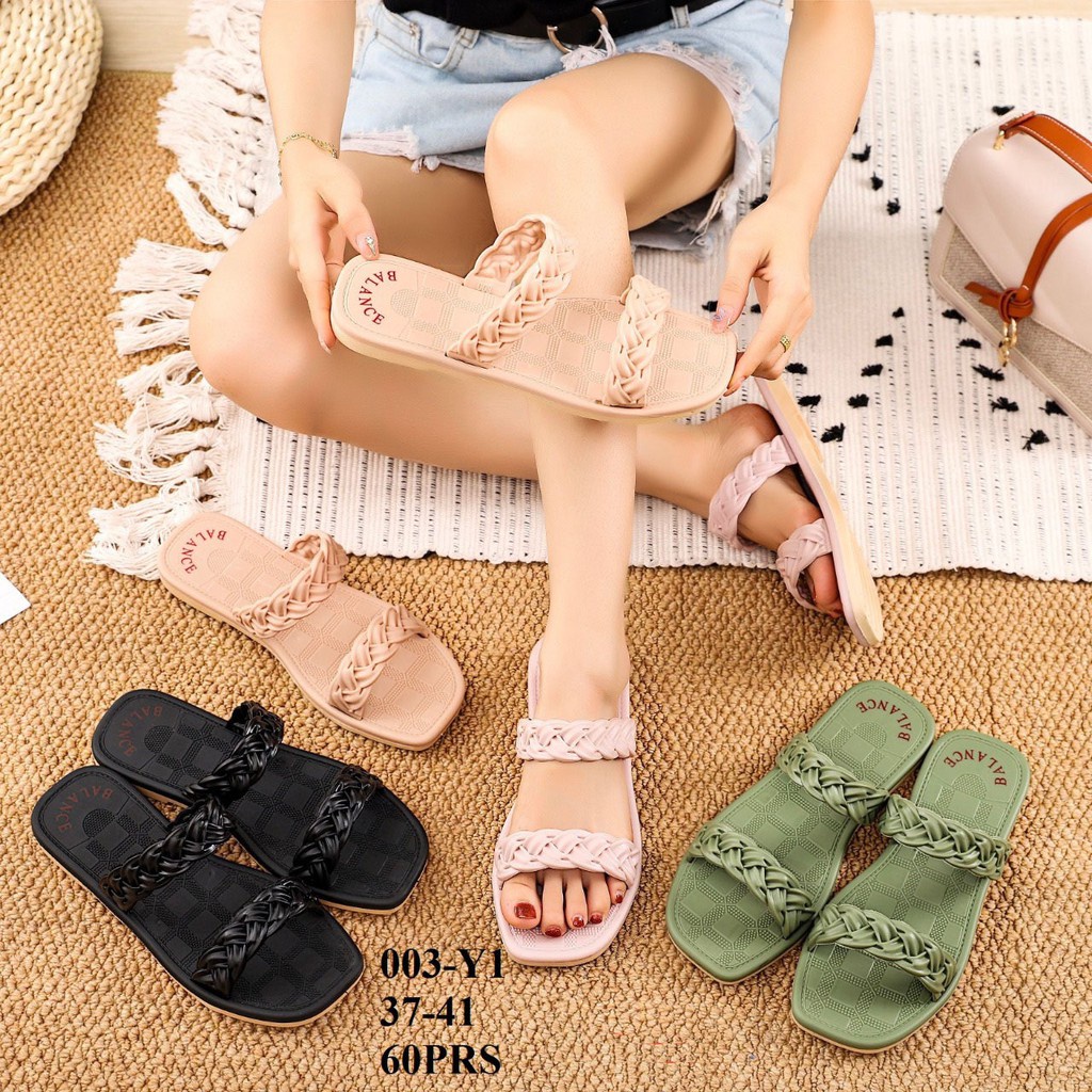 GG Sandal Slop Wanita Jelly 2 Kepang Kekinian Adella 003-Y1/2130-21