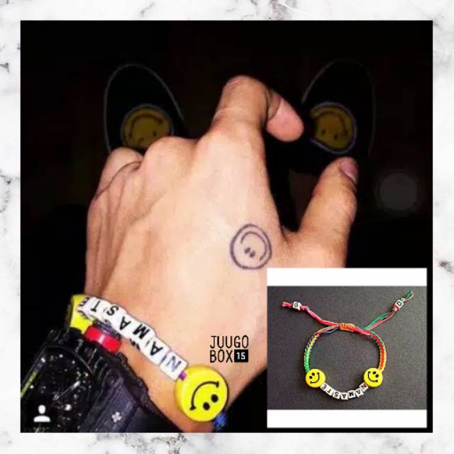 READY - KPOP Bigbang GD GDragon Smiley Bracelet Men Women Colour NAMASTE Letters Printed Bracelet