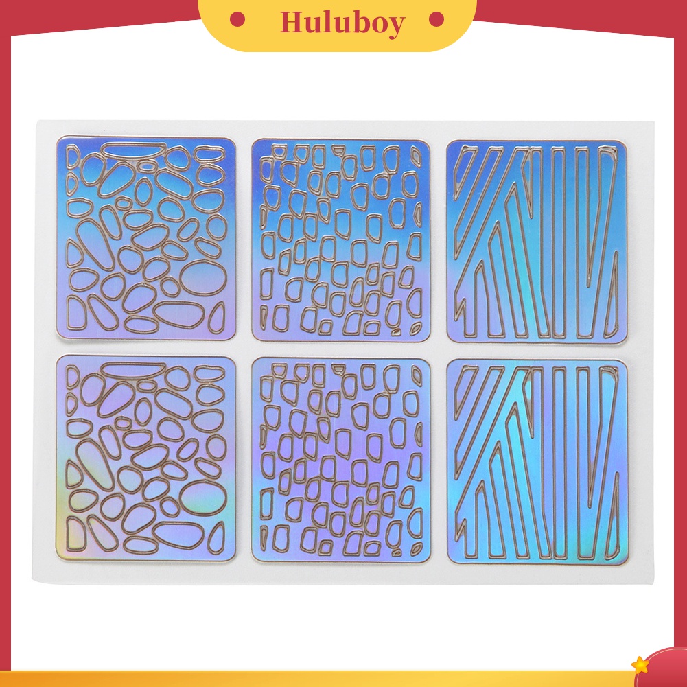 Huluboy Huluboy♡ 6 / 12 / 24 Lembar Stiker Cetakan Stensil Hollow Bahan Vinyl Untuk Nail Art DIY