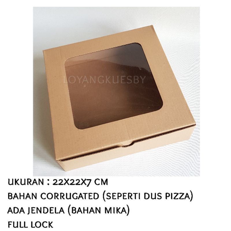

22X22X7 CM DUS DOS CORRUGATED BOX KUE CAKE JENDELA WINDOW 22 X 22 X 7 CM HAMPERS SPIKU BOLU MARMER