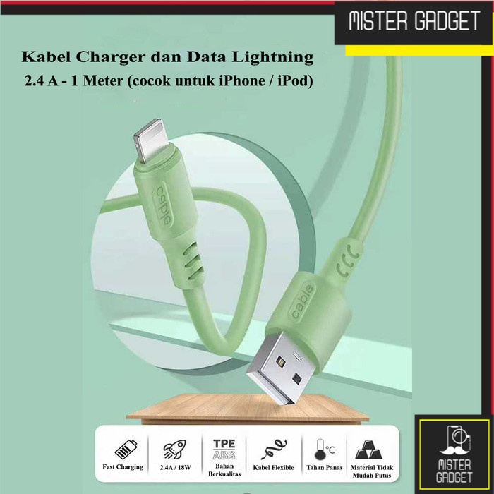 Liquid Soft Kabel Charger Transfer Data Lightning 2.4A iPod iPhone