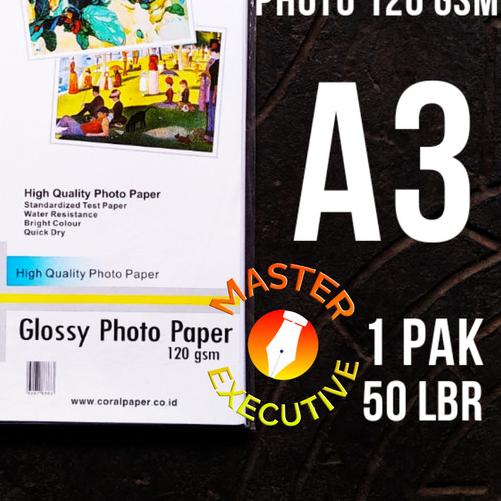 

✯ Coral Glossy Photo Paper A3 120 gsm 50 lbr / Kertas Foto Brosur ♜