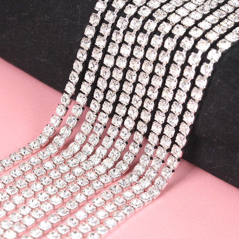 [2MM PER ROLL] Rhinestone Chain Diamond String Rhinestone Rantai Bahan Craft Manik Gems Juntai Harga per Roll = 10 Yard / 10 Meter