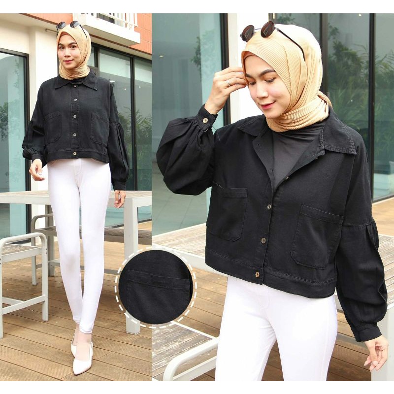 Zoya Jacket Jeans, JAKET WANITA  CANTIK MODIS JUMBO FIT XXL LD 120 TERMURAH OOTD KEKINIAN TERLARIS