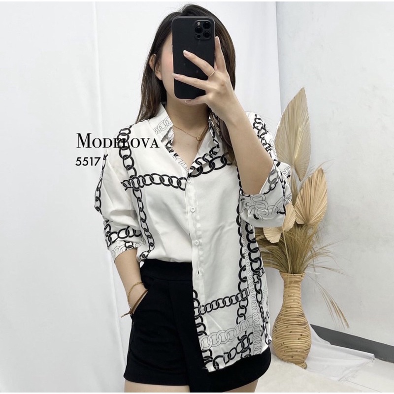 MDLV ~ 5517 BIG CHAIN SHIRT // KEMEJA LENGAN PANJANG WANITA // FASHION IMPORT WANITA