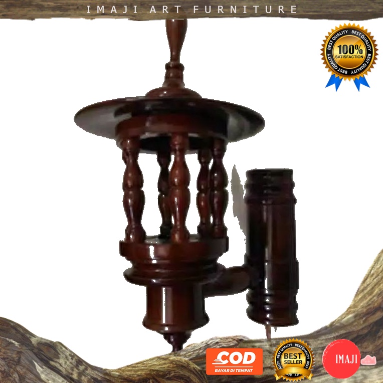 [ COD ] Lampu hias dinding tempel model pilar krawang dekorasi rumah teras taman dari kayu jati blor