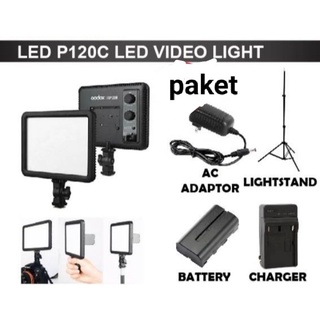 Paket Lengkap Godox LED P120C / P120 C / LED P 120C paket Baterai +Charger + adapter +Lightstand