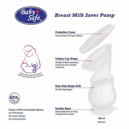 BABY SAFE BREAST MILK SAVER PUMP 150ML BPM02/POMPA ASI