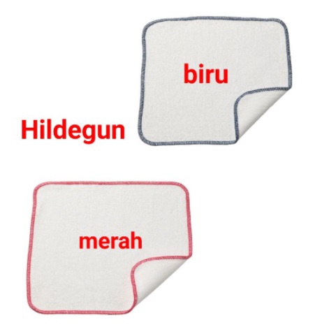 HILDEGUN Kain lap piring biru / merah 25x25 cm