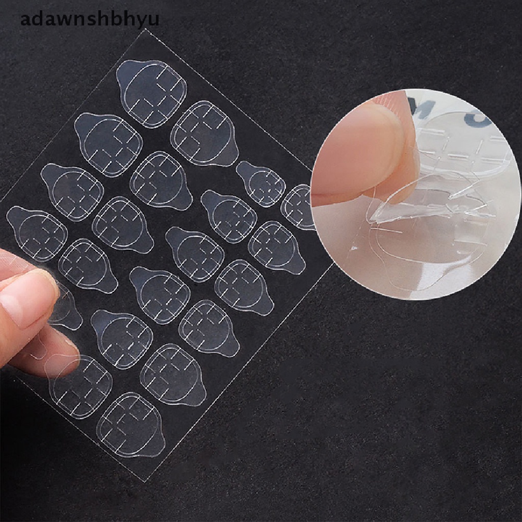 Adawnshbhyu 10lembar/240pcs Selotip Perekat Nail Art Palsu Dua Sisi Lem Stiker DIY