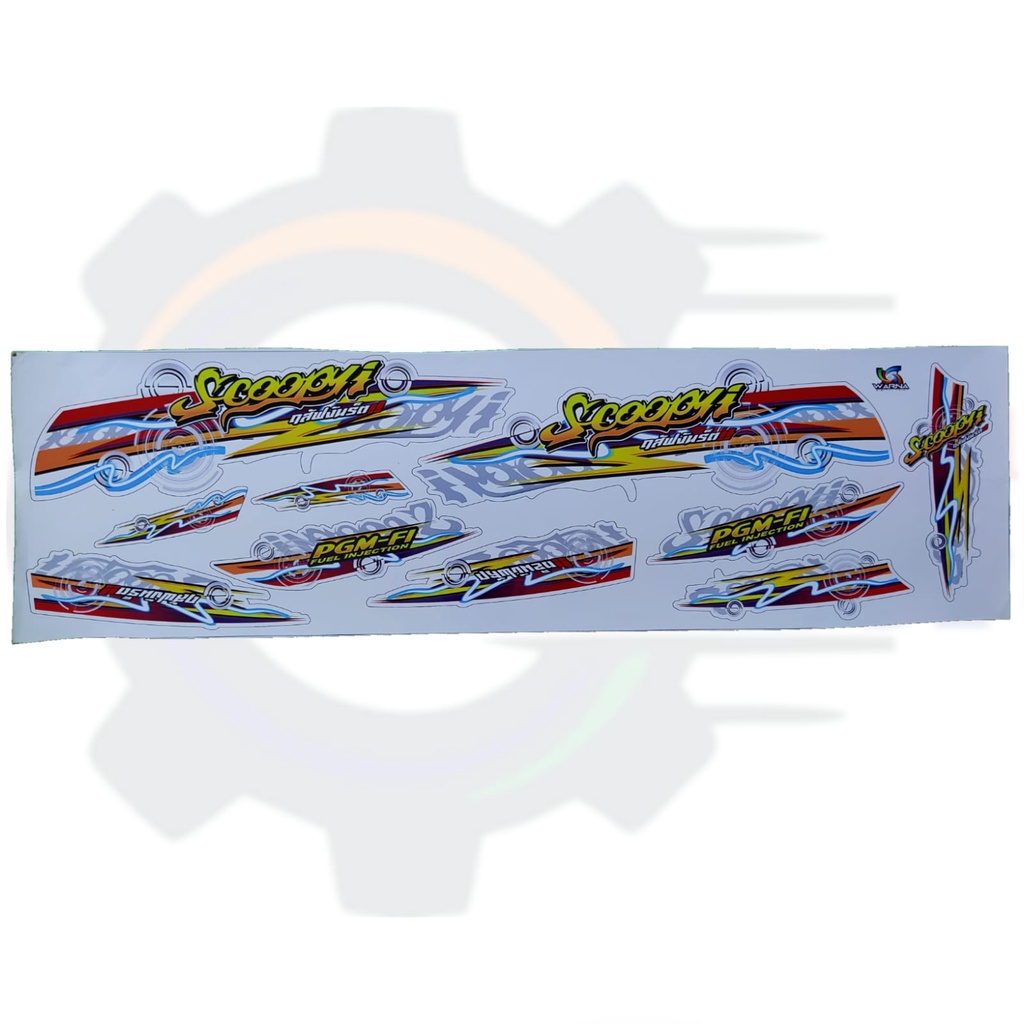Stiker motor honda scoopy variasi thailand putih merah