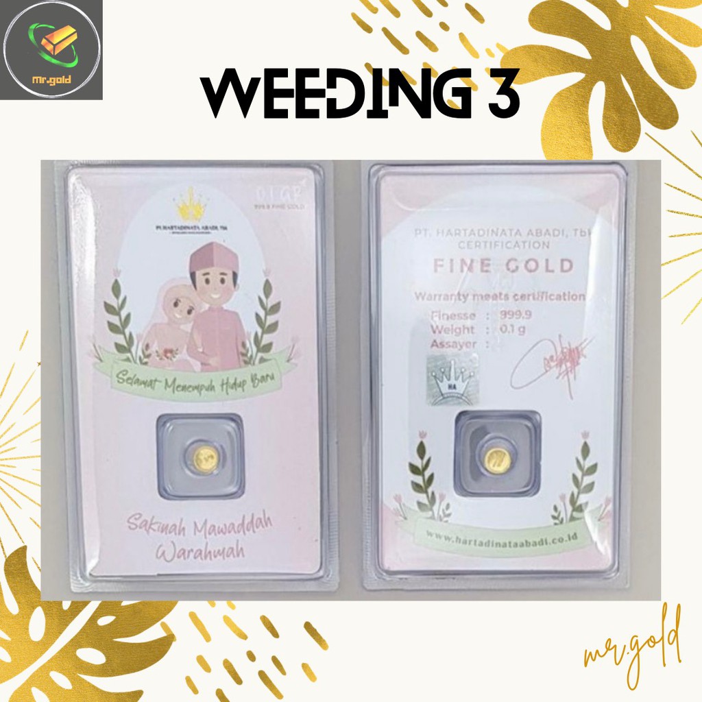 EMAS LOGAM MULIA MINI HARTADINATA ABADI 0.1 GRAM EDISI WEDDING 3 GIFT SERIES / ACC LM HT / LM HRTA
