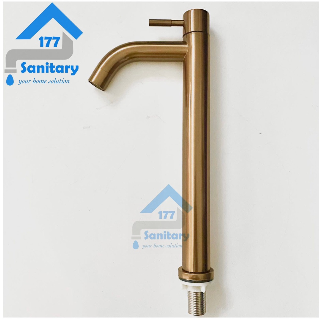 Kran Wastafel Stainless 304 TINGGI Brown 16B-Keran air basin faucet gold coklat minimalis tall 30cm