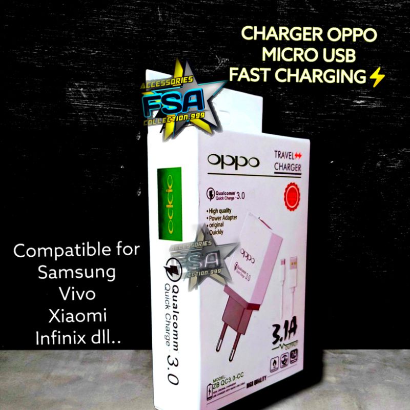 ZB-QC3.0] CHARGER OPPO MICRO USB QUICK CHARGE 3.1A OPPO A71 A83 A37 A39 A3S A5S A57 A59 F1 F7