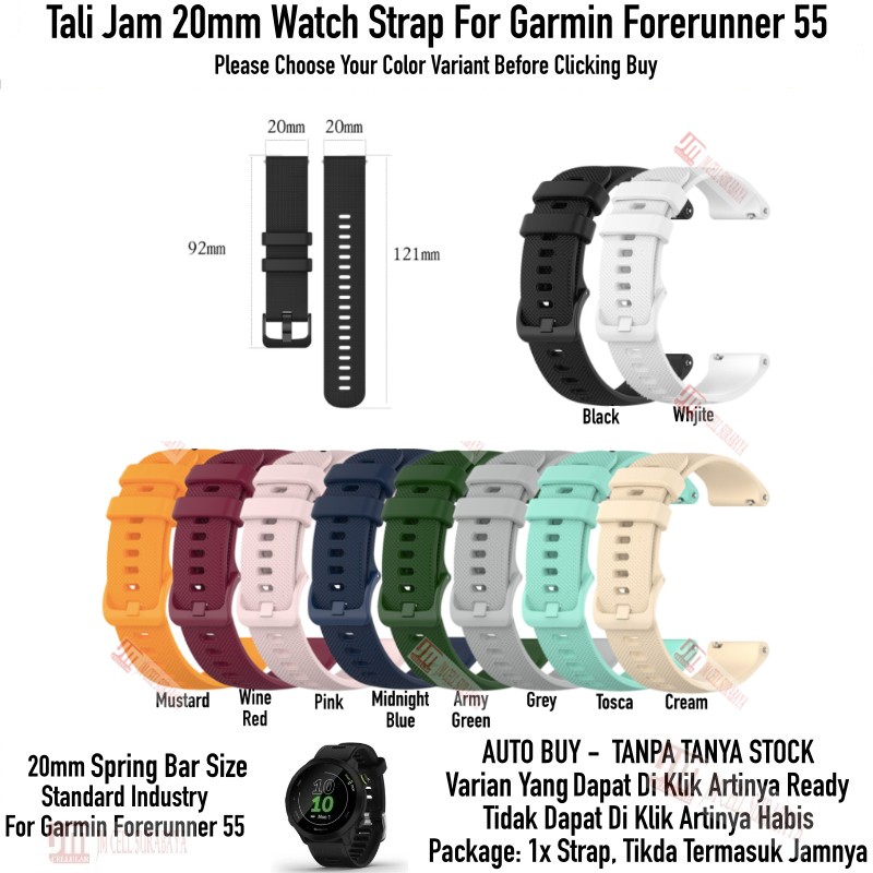 Tali Jam 20mm Watch Strap Garmin Forerunner 55 - OYE Rubber Warna Warni