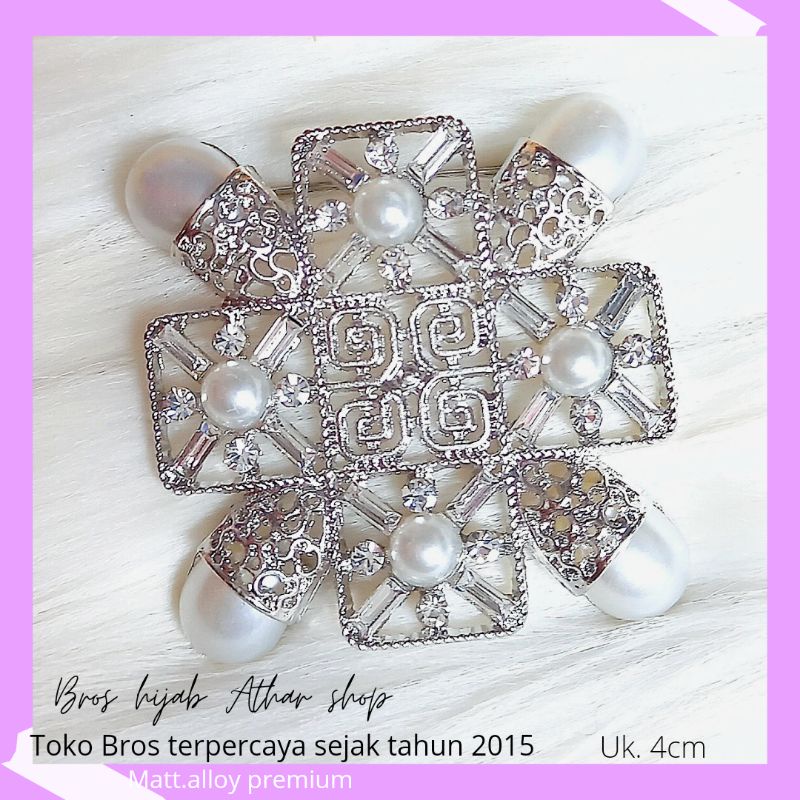 Bros B/bross signature branded /brooch button/Bros hijab buttonscarves Athar shop scarves murah-RA prem silver
