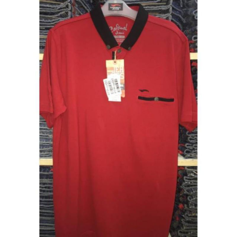 Kaos Polos Cardinal Jeans Original Mens CAPAI00239P 11A Kaos Berkerah Pria Merah