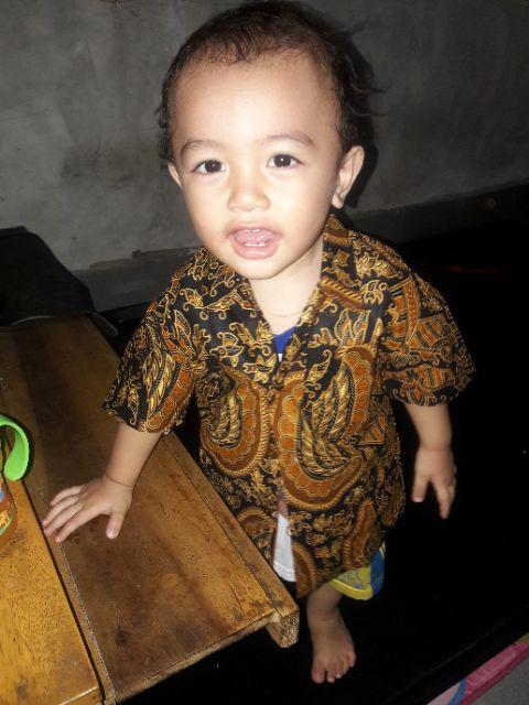 Hem Kemeja Anak Batik Motif Keren Coklat Hitam Kerang Halus Seragam