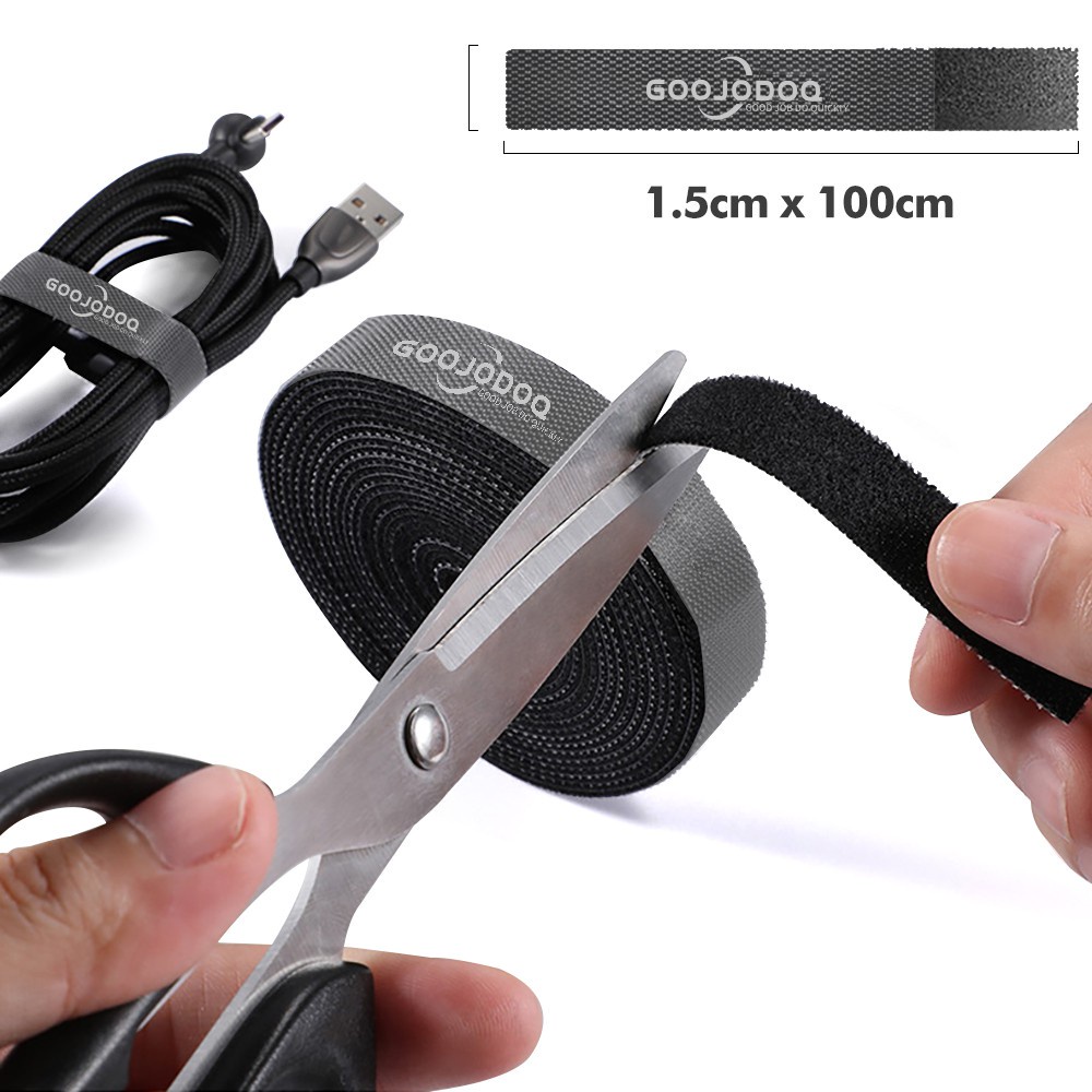 【Beli dua diskon 20%】 GOOJODOQ Nylon Cable Ties Cable Winder Clips Strap Winder Charger Cable Belt Cable Clamp 1.5cm × 1m