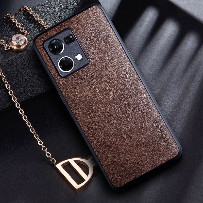 RENO 7 4G RENO 7 5G COVER CASE PREMIUM LEATHER CASE AIORIA LEATHER  SILICONE SOFTCASE - BLACK