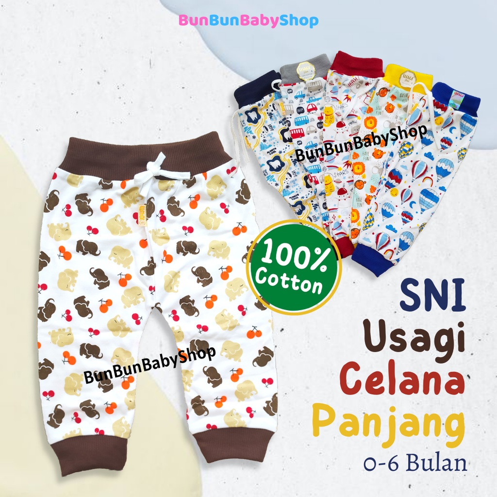 USAGI SNI Celana Panjang Bayi 0-6 Bulan Katun Murah Motif Laki Cowok Perlengkapan Bayi Baru Lahir Bawahan Pakaian Baby New Born Bunbunbabyshop