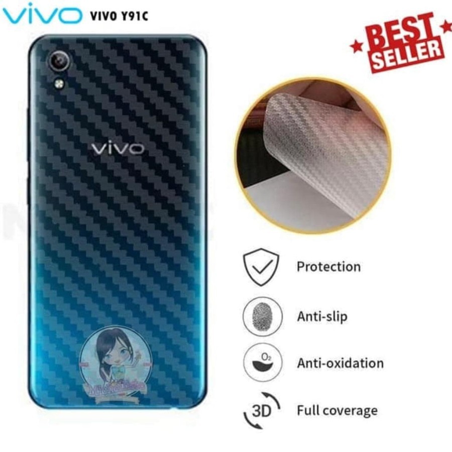 Back skin karbon atau gaskin carbon 3d vivo y91c, anti gores anti jamur anti licin