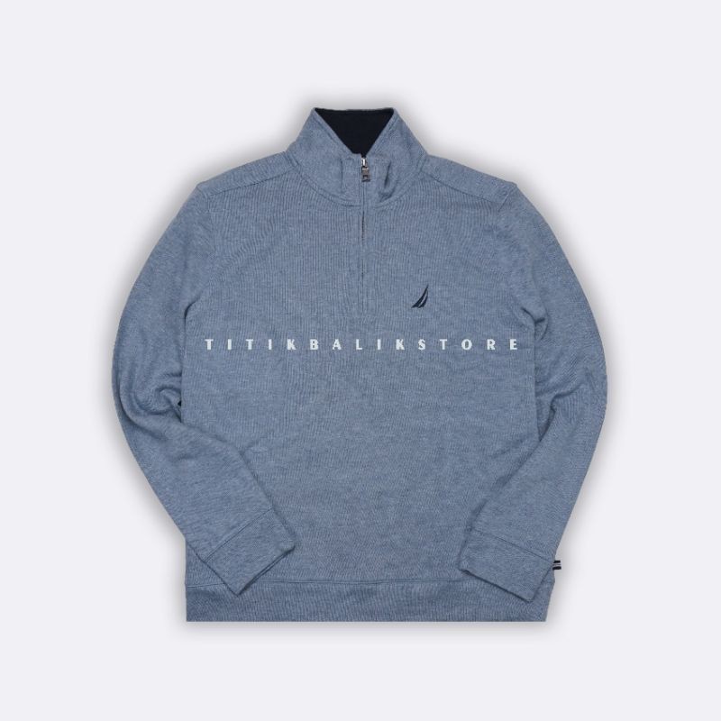 JAKET NAUTICA PRIA 1/4 ZIPPER SOFT COTTON ORIGINAL