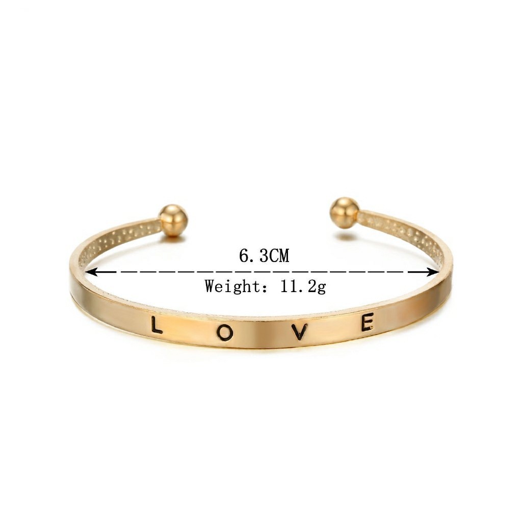 Gelang Tangan Model Terbuka Klasik LOVE untuk Wanita