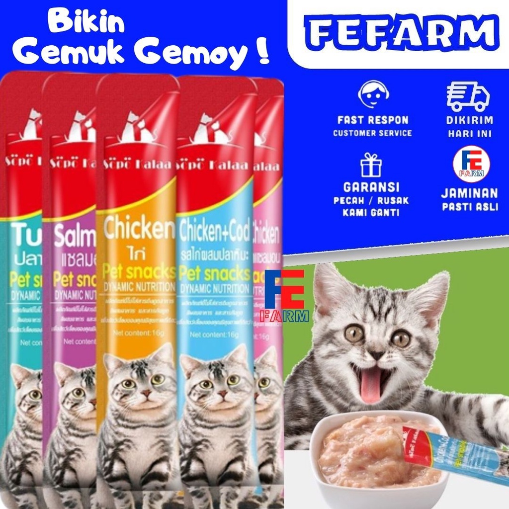 Snack kucing Adult Kitten Cream Basah Hewan Setara Meo Creamy Makanan Hewan Vitamin SOPO KALAA FEFARM