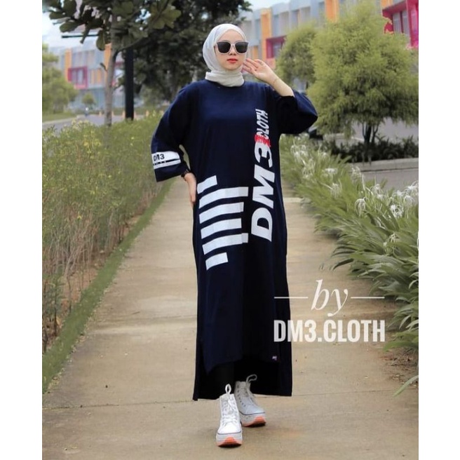 LONG TUNIK MODEL DM3 COMBED ORI OVER SIZE KEKINIAN TRENDI