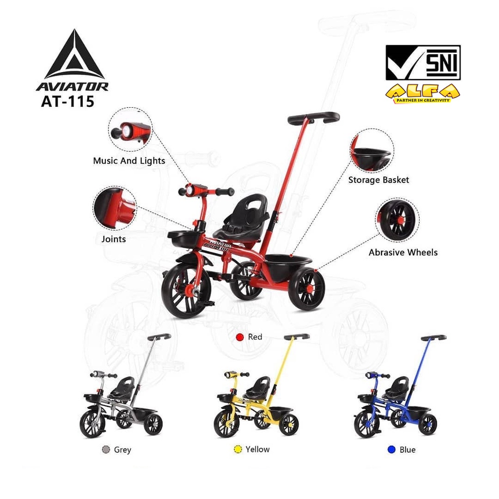 Toko Mainan ALFA Tricycle/Sepeda Roda Tiga AVIATOR AT-115
