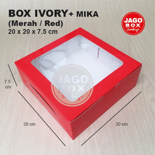 Box Kotak Dos Nasi Kue Snack Hijau/Merah 20 x 20 x 7,5 cm Lubang Mika