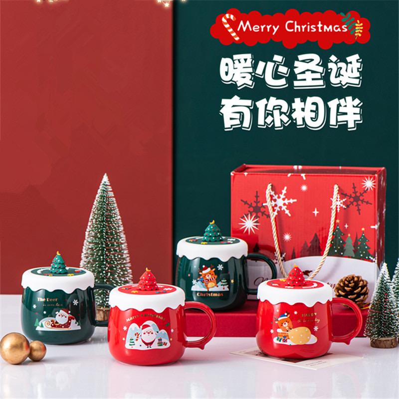 Mug Natal Keramik Tutup Pohon Natal Christmas Cup Christmas Gift