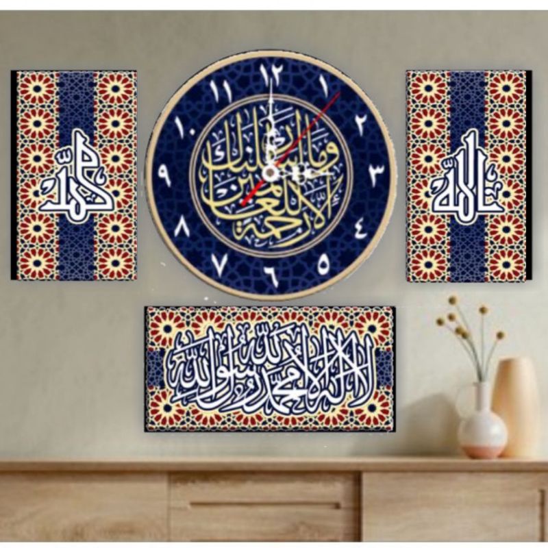 Jam Dinding Unik | 1SET Motif TEROMPAH-1SET Batik gold