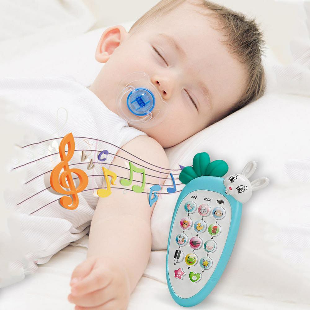 FREE BATERAI)Telepon Mainan Bayi Silikon  Untuk Belajar Dan Bermain Ponsel Dengan Lampu Musik K464