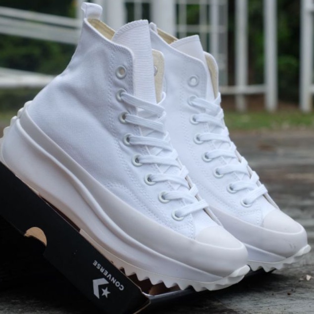 Convers run star hike lugged high "All white"