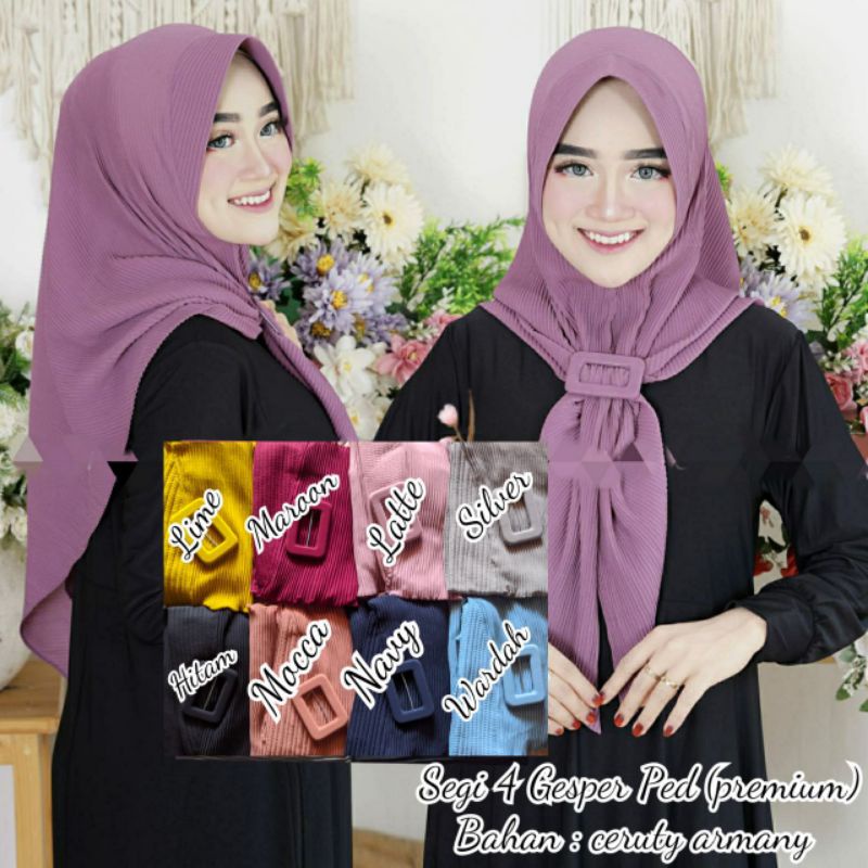 JILBAB SEGIEMPAT PED GESPER PLISKET PREMIUM|| JILBAB PED PLISKET PREMIUM