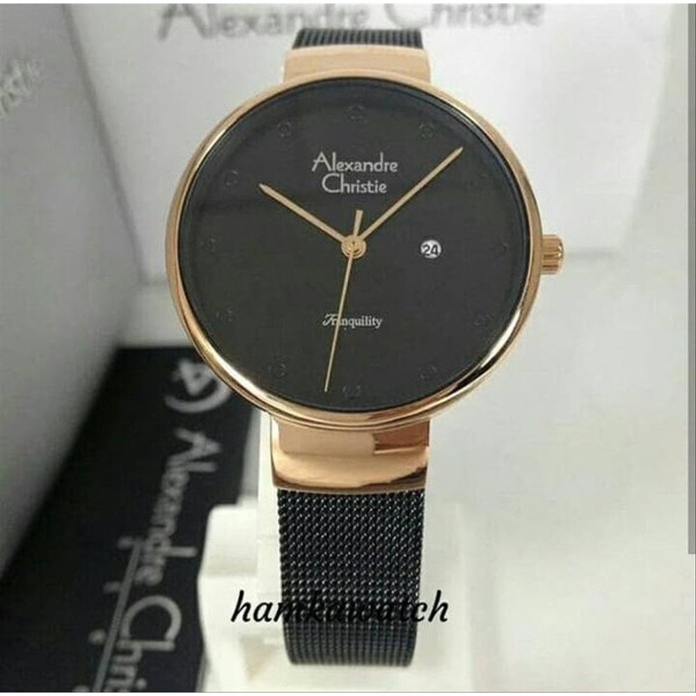 Fashion Wanita Jam Tangan Wanita Cewek Alexandre Christie Original Jam Tangan Analog ac2509 black