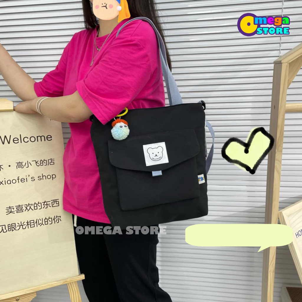 Tote Bag Wanita Resleting Tas Selempang Wanita Bahan Kanvas Tas Sekolah Anak Perempuan Fashion Korea Terbaru - 251