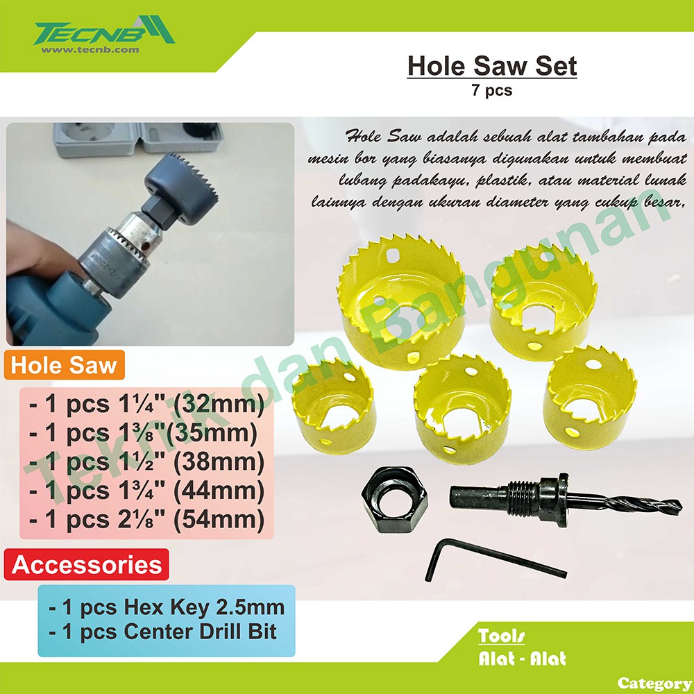 Hole Saw Kayu Set 7 pcs