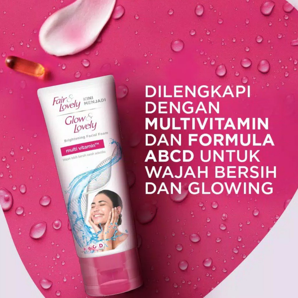 BPOM GLOW LOVELY FAVIAL FOAM MULTIVITAMIN 50ML ATAU 100ML / SABUN MUKA FAIR &amp; LOVELY / SYE