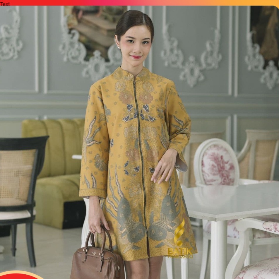 Batik Prabuseno TUNIK LISNA  Batik Wanita Atasan Lengan Panjang  Original Batik Solo Busui Friendly 