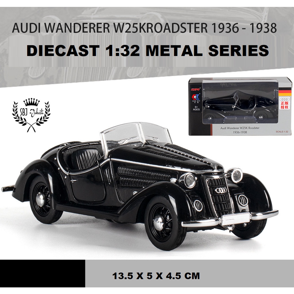 DIECAST miniatur MOBIL AUDI WANDERER W25K ROADSTER 1936 SKALA 1:32